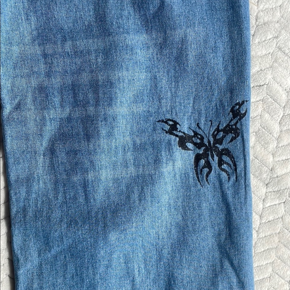 Playboy Women's Blue Graphic Baggy Jeans Sz 9 - Picture 10 of 12
